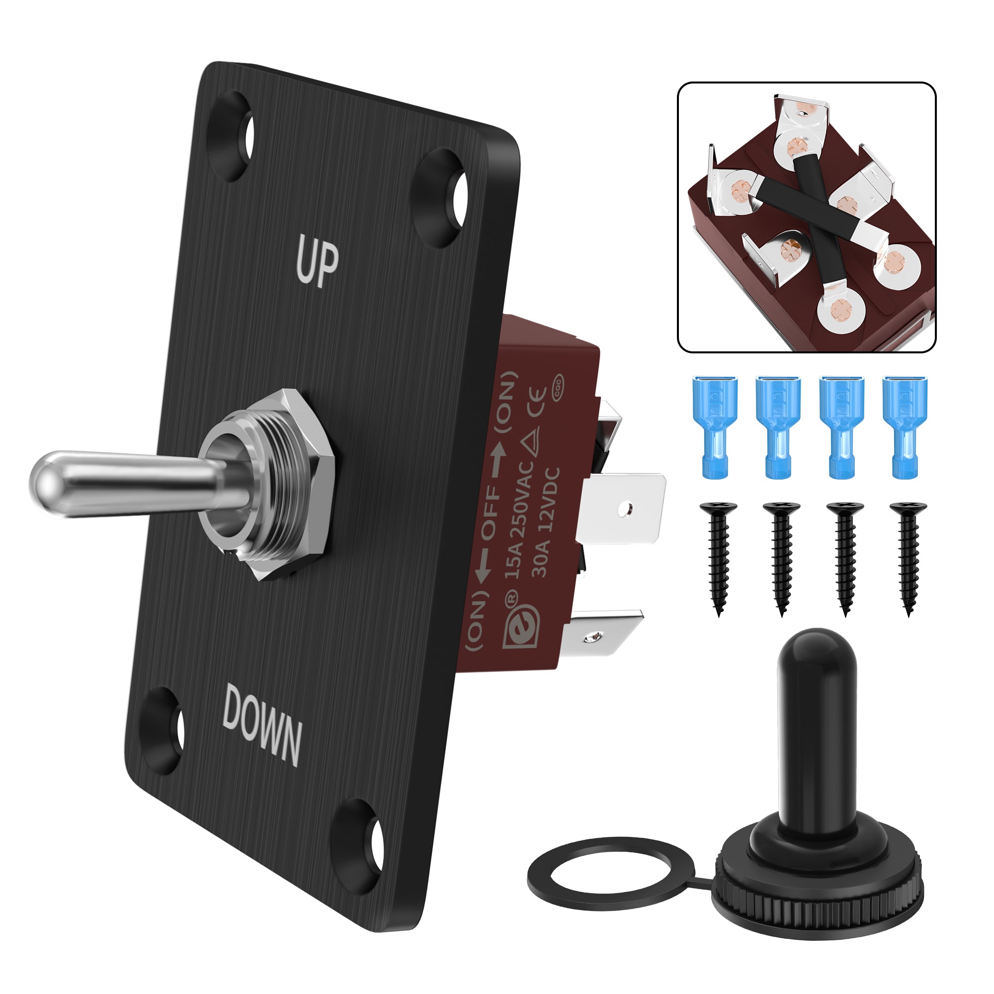 30A 12V DPDT 3 Way Polarity Reversal Momentary Toggle Switch DAIER 