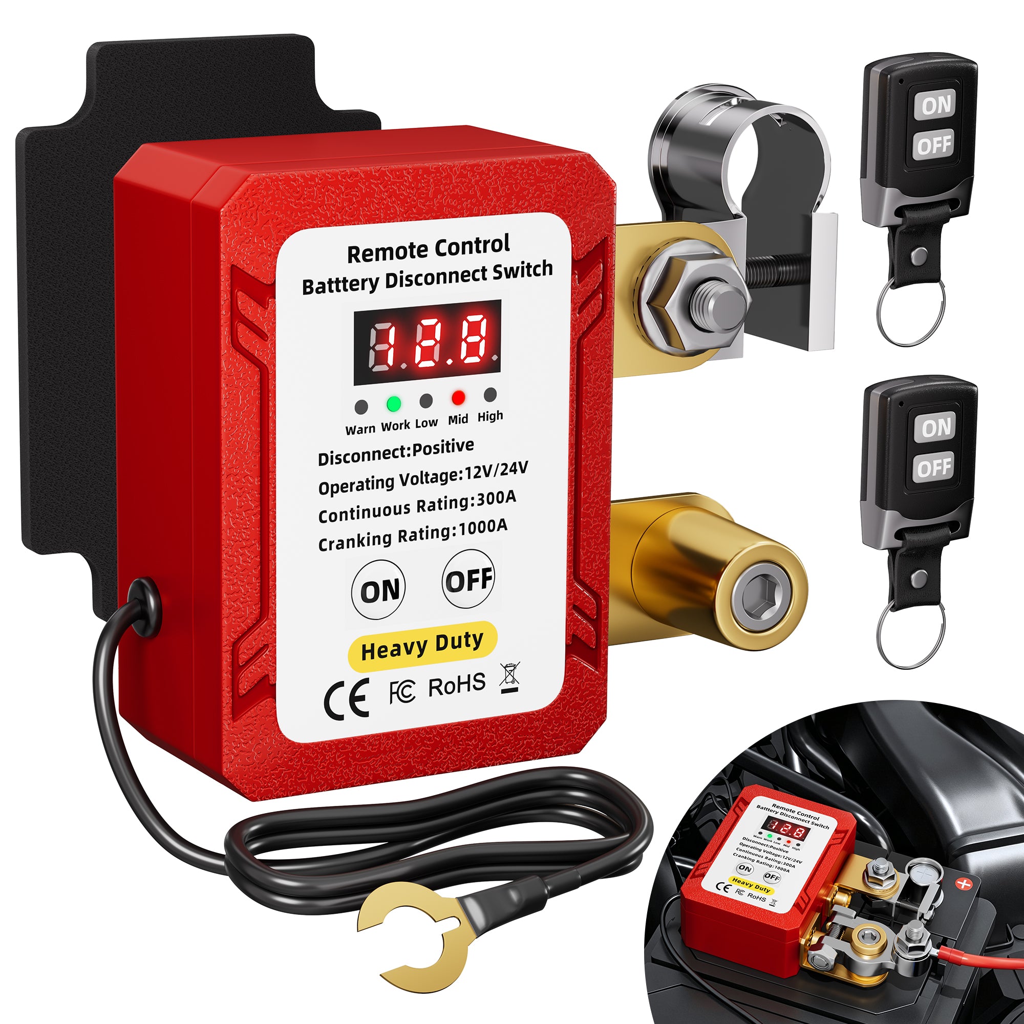 バッテリー　スイッチ　300A　12ｖ24ｖ Smart Remote Battery Disconnect Switch | 12V-24V 300A Positive