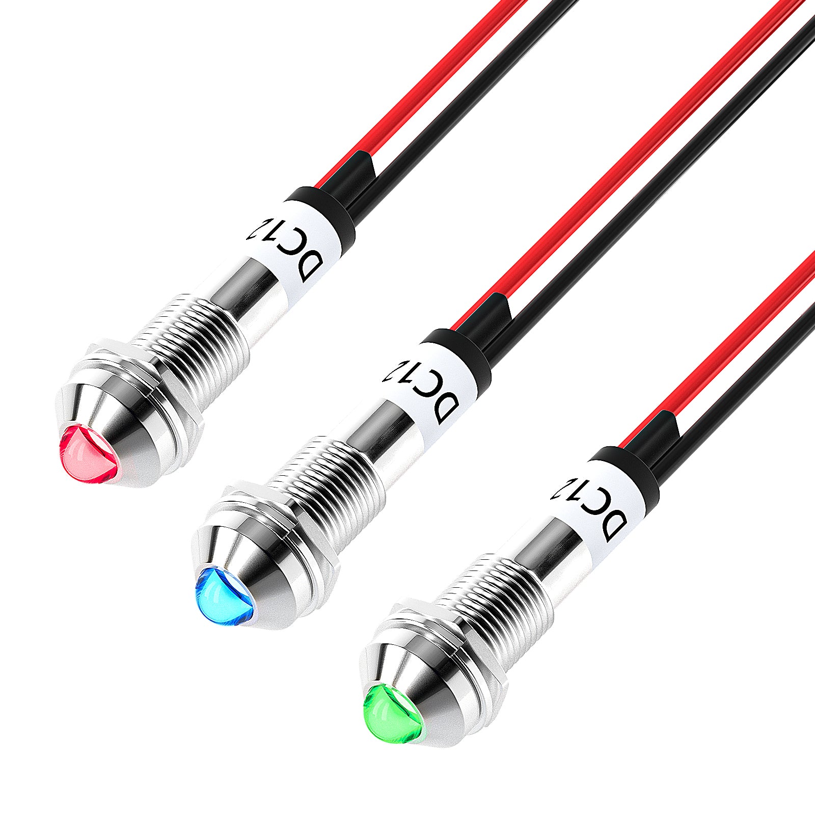 Gebildet 5pcs 8mm AC/DC 12-24V LED Metall Kontrollleuchte wasserdichte Signallampe Pilot Dash Directional mit Draht(Weiß Gebildet 5pcs 8mm AC/DC 12-24V LED Metall Kontrollleuchte wasserdichte Signallampe Pilot Dash Directional mit Draht(Weiß