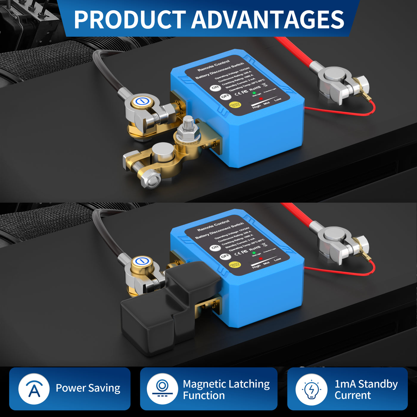 12V/24V 240A Automatic Disconnect ON-OFF Remote Control Battery Discon ...