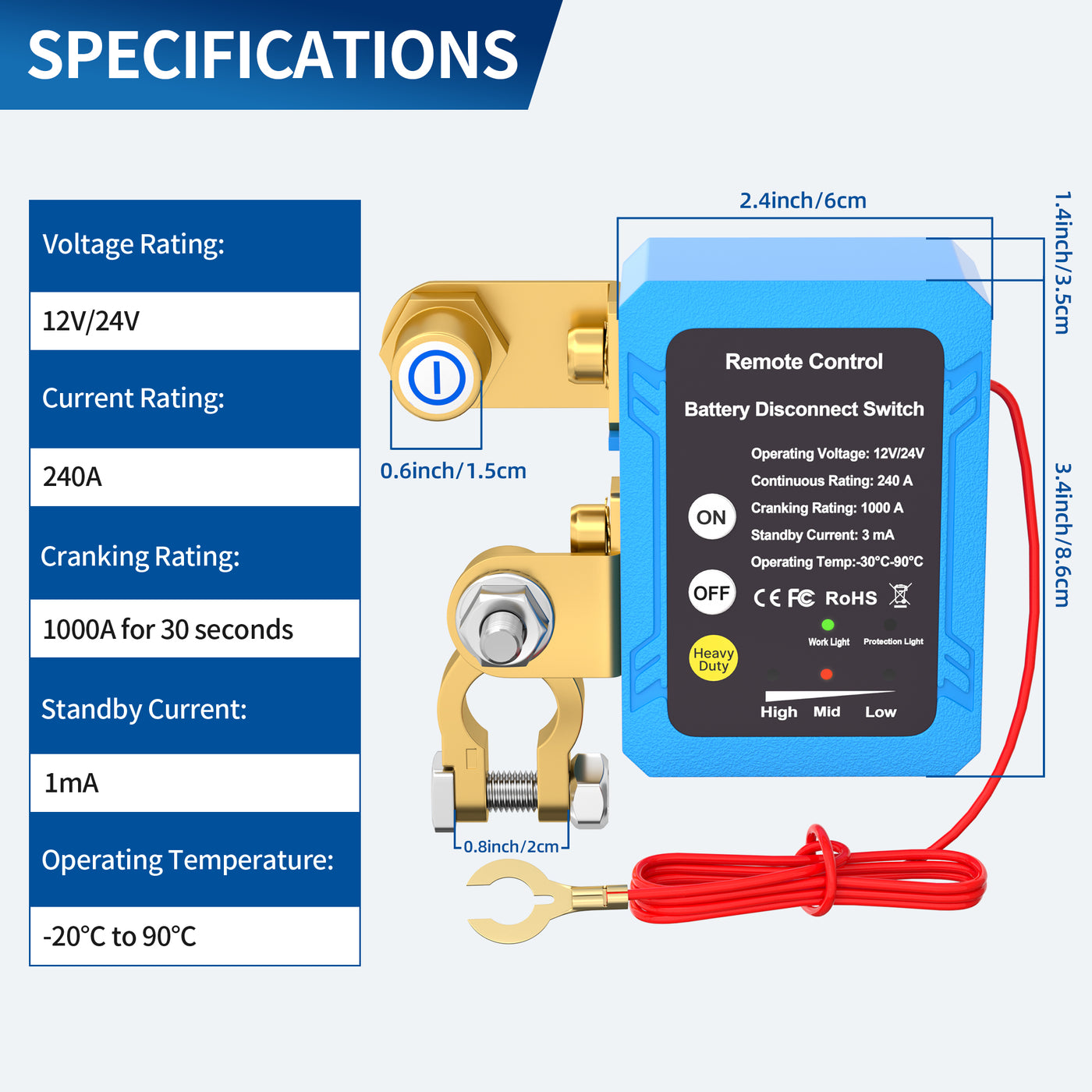 Automatic Disconnection 12V/24V 240A Automatic Disconnect ON-OFF Remote Control Battery Discon ...