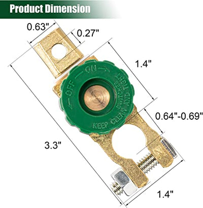 56-00026 Battery Disconnect Switch with Green Knob Dimension