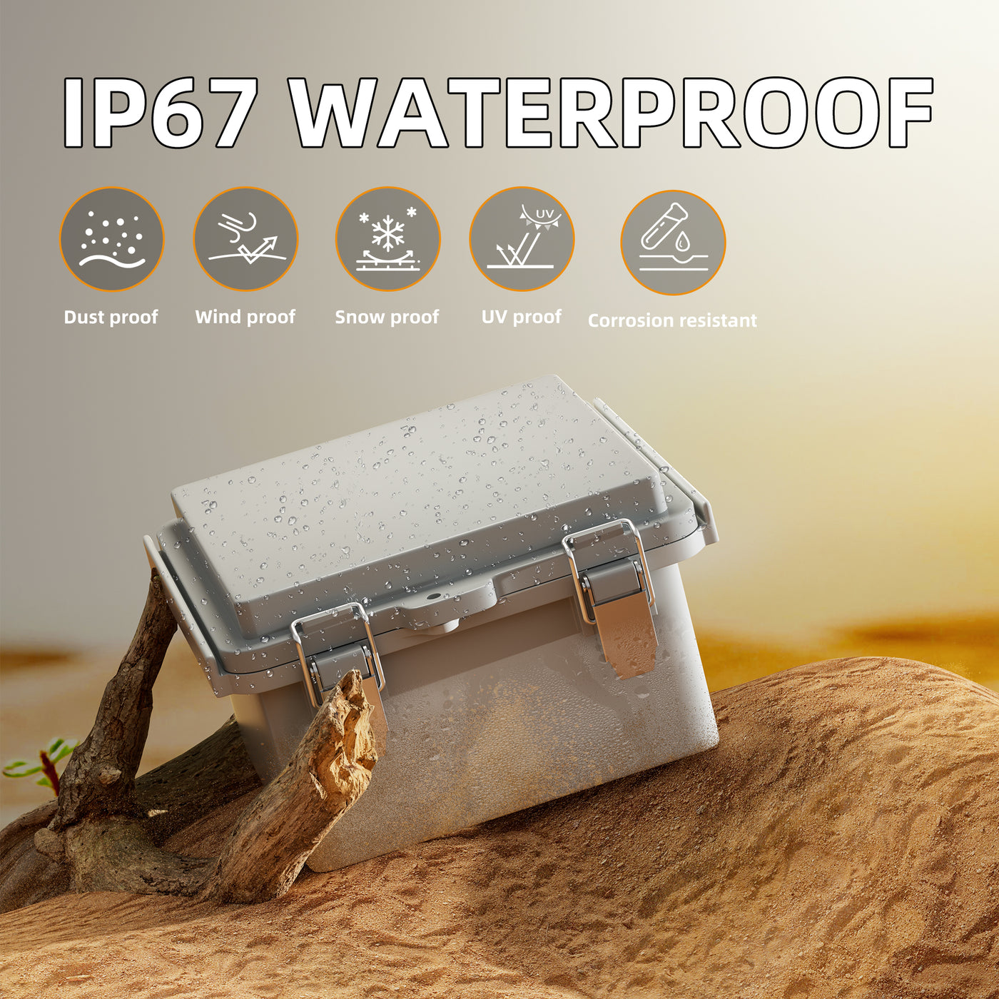 IP67 Waterproof Plastic Outdoor Electrical Junction Box - 5.1"x5.1"x3.3"