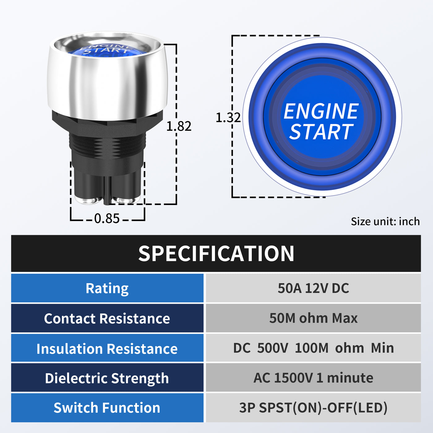 12V 50A 3 Pin SPST Momentary Engine Start Ignition Switch – DAIER