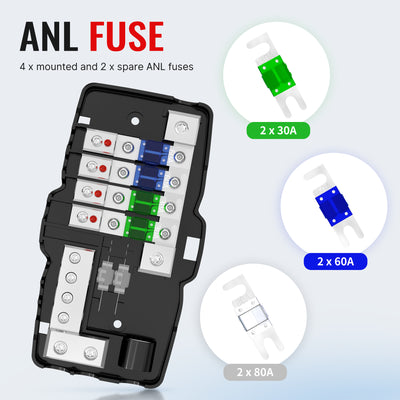 Bloc de fusible ANL de Distribution Audio de voiture à 4 voies 12V avec terre