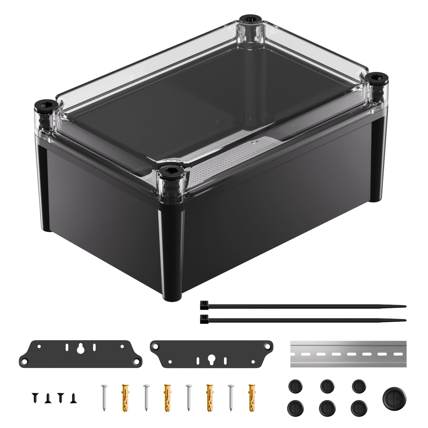 IP66 Waterproof Outdoor Electrical Junction Box Kit with Clear Cover - 11" x 7.48" x 5.12"