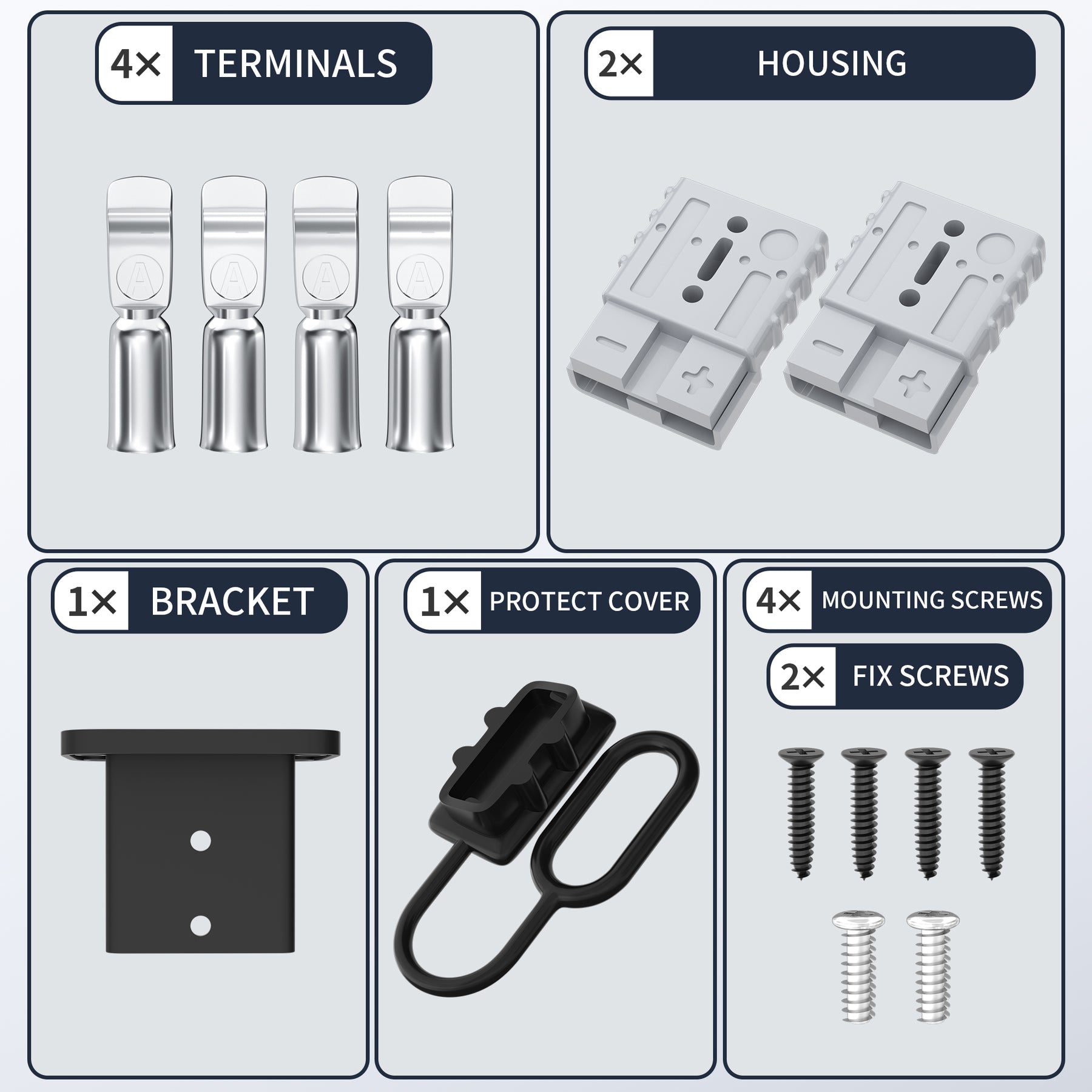 Disconnect Mounting Rack Pair of 50Amp Battery Disconnect Connector Kit with Mounting Bracket a ...