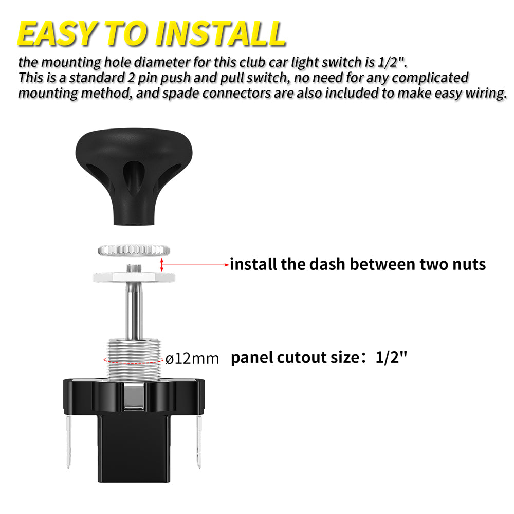 ASW-05A 12V Push Pull Headlight Switch Easy to Install