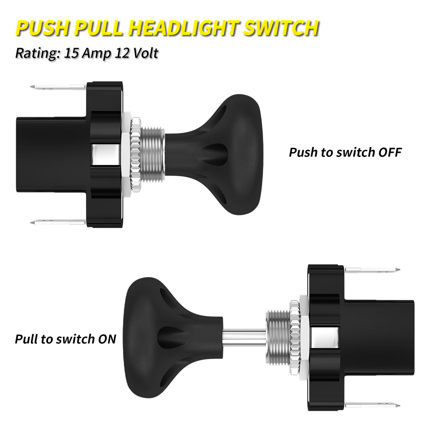 Universal 12 Volt Push Pull Headlight Switch Button with Terminal – DAIER