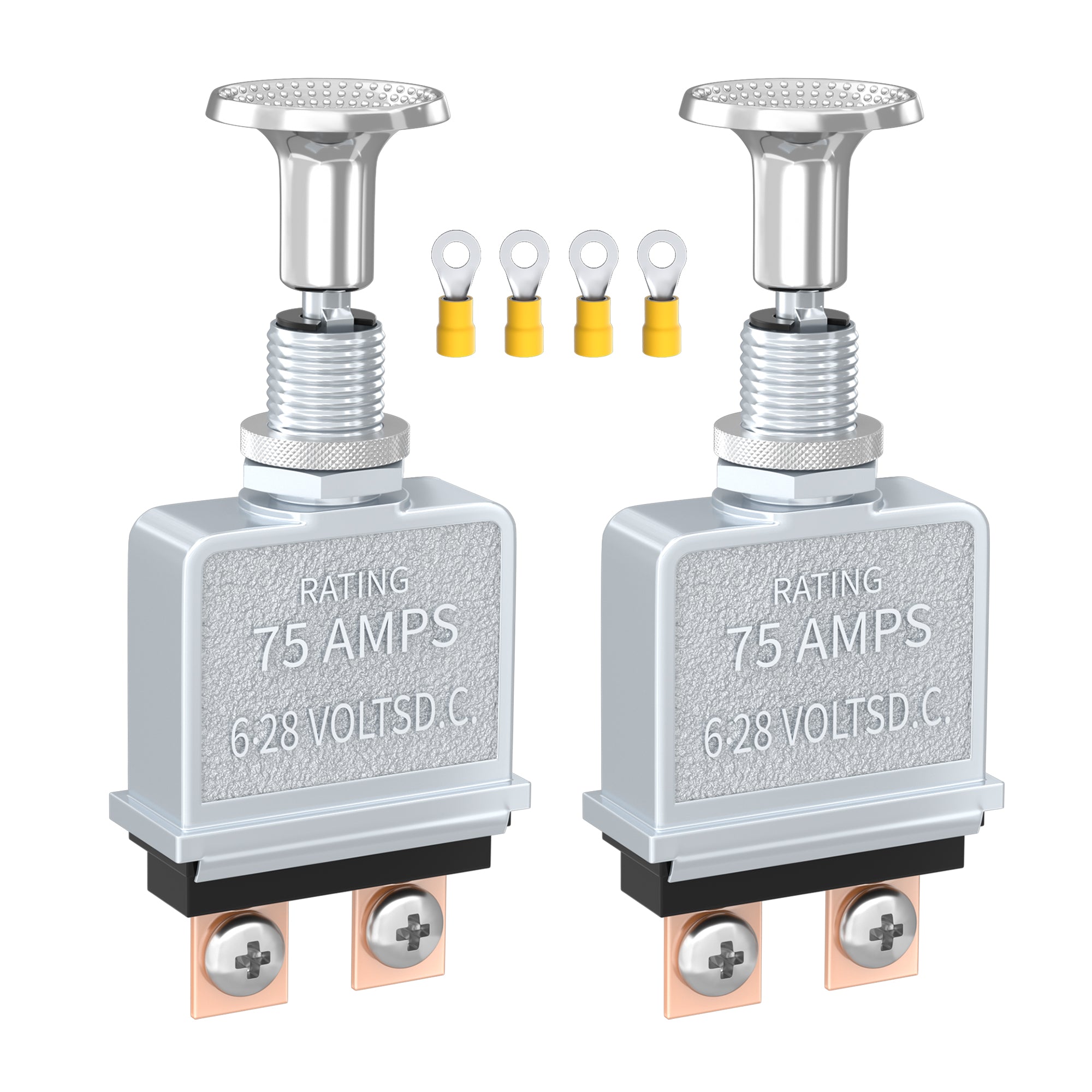 Heavy Duty 75 Amp 6-28V DC ON-OFF Push Pull Switch with Chrome-Plated ...