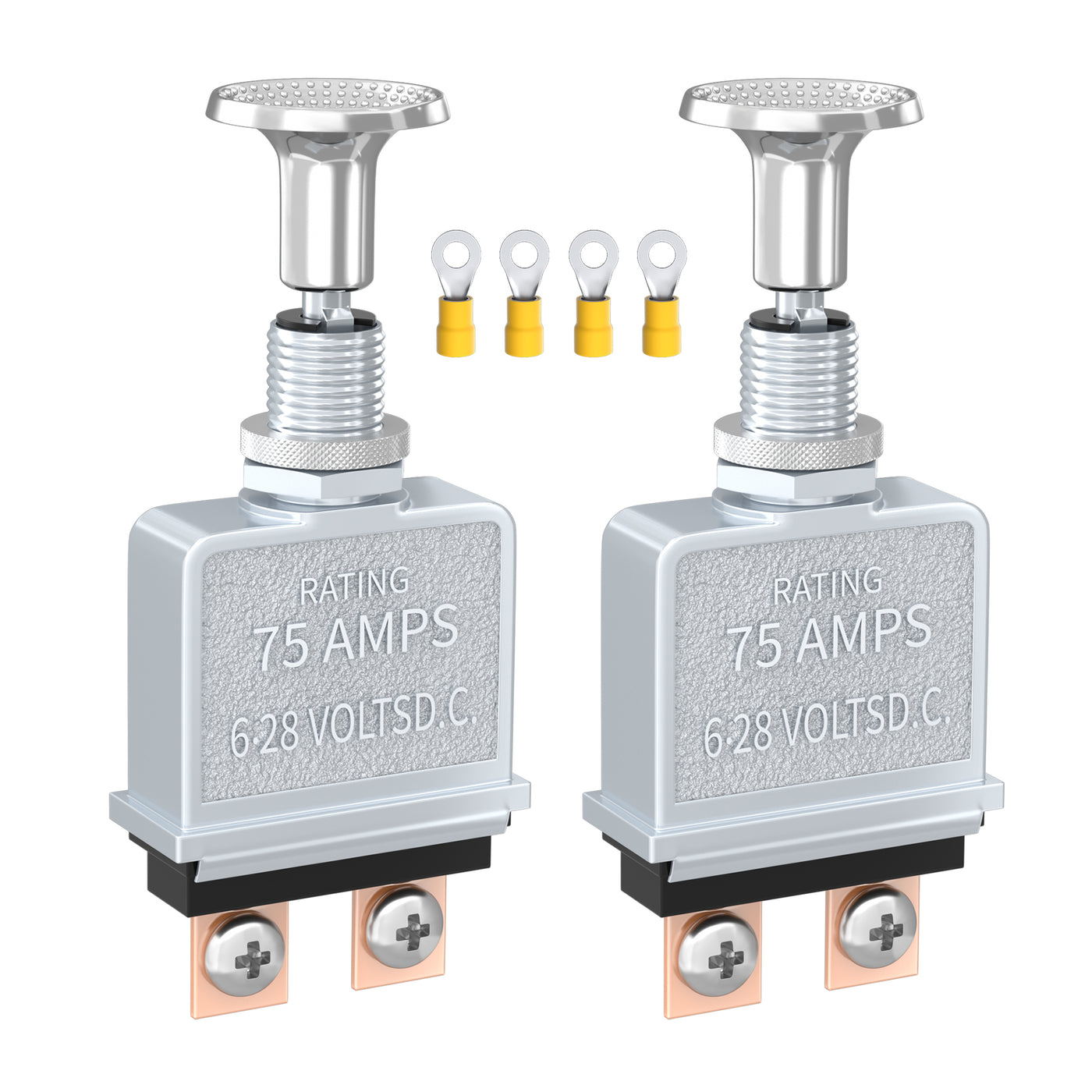 Heavy Duty 75 Amp 6-28V DC ON-OFF Push Pull Switch with Chrome-Plated Knob