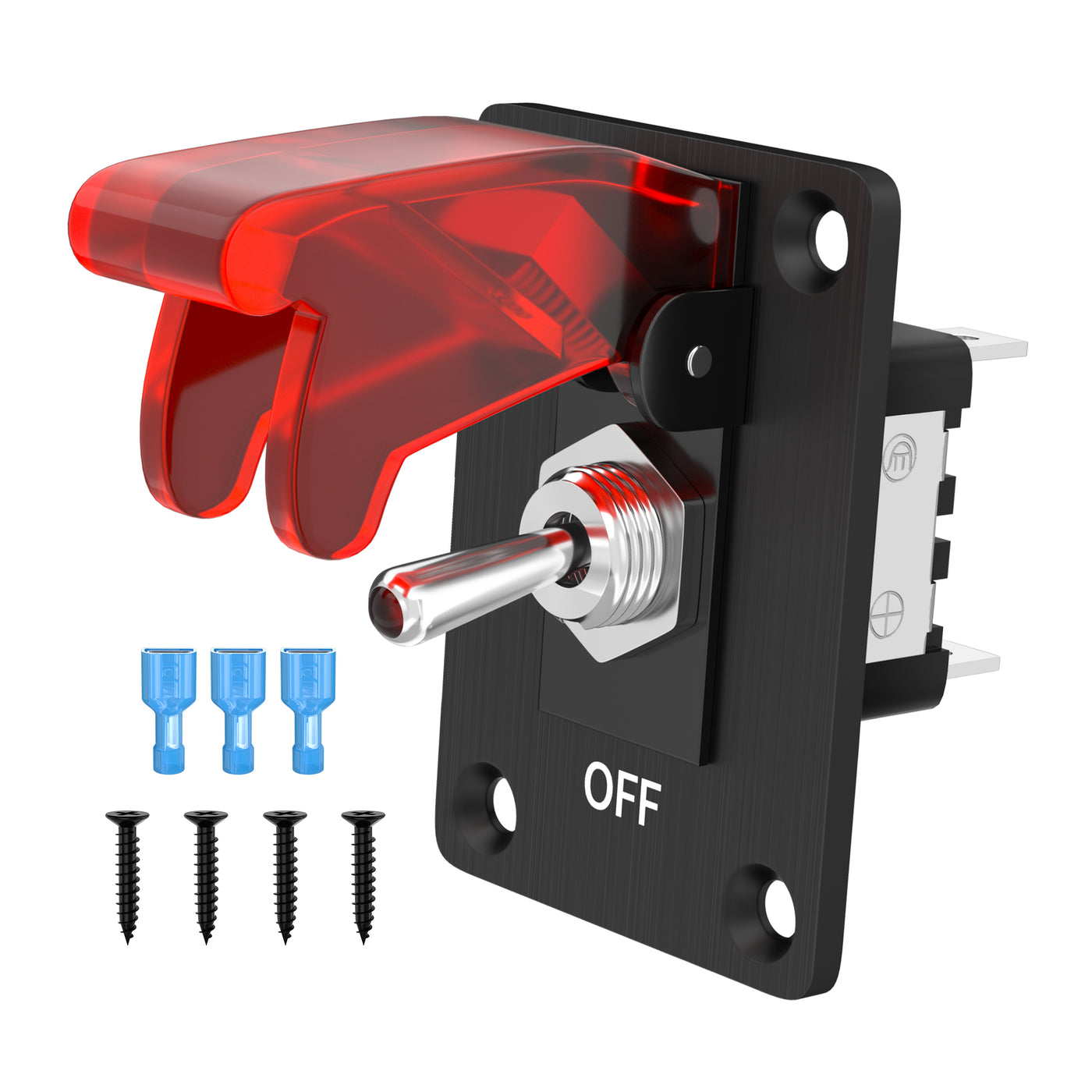 20A 12V ON-OFF Lighted Toggle Switch with Safety Cover and Mounting Panel