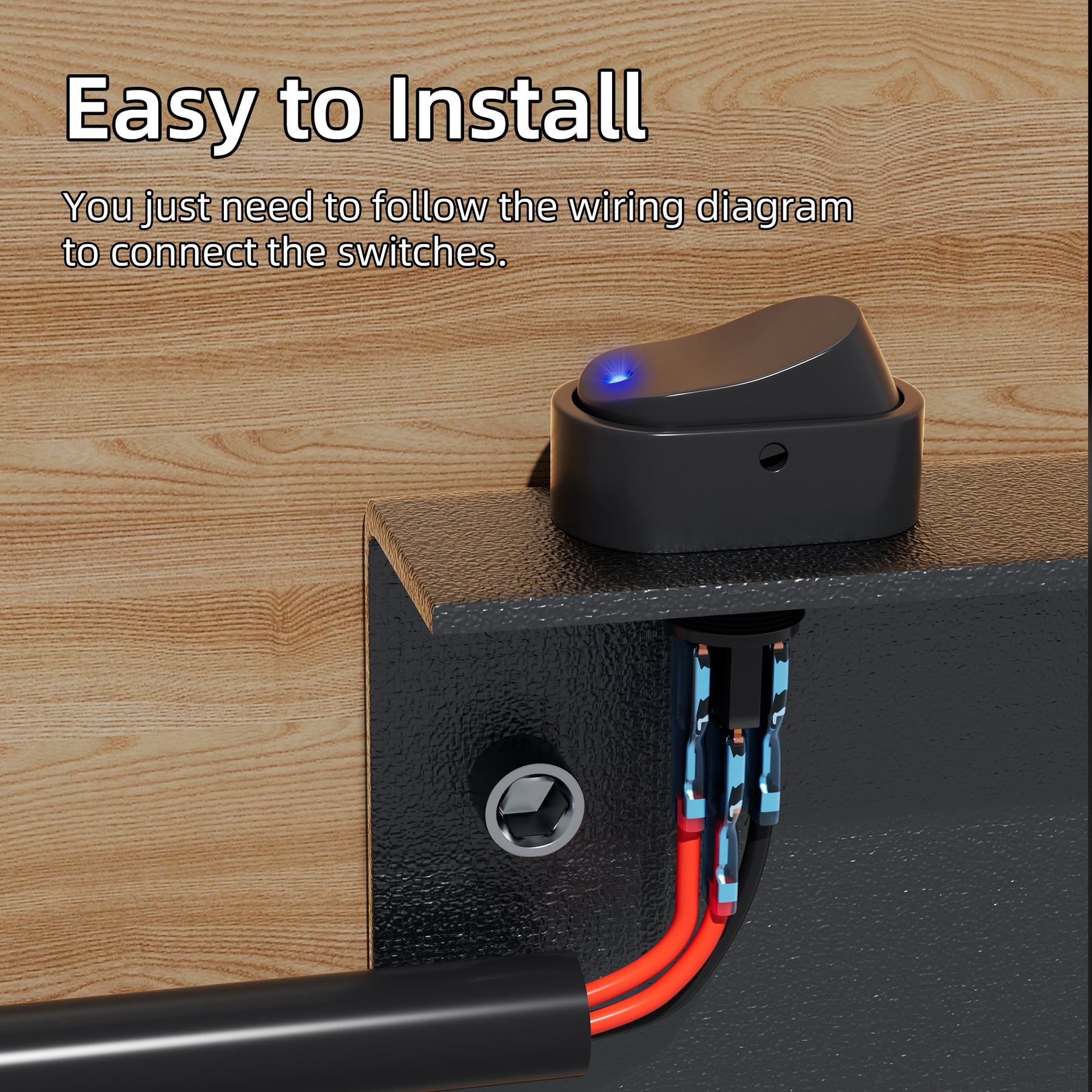 12V 20A Oval Rocker Switch with LED Indicator | 3-Pin ON-OF – DAIER