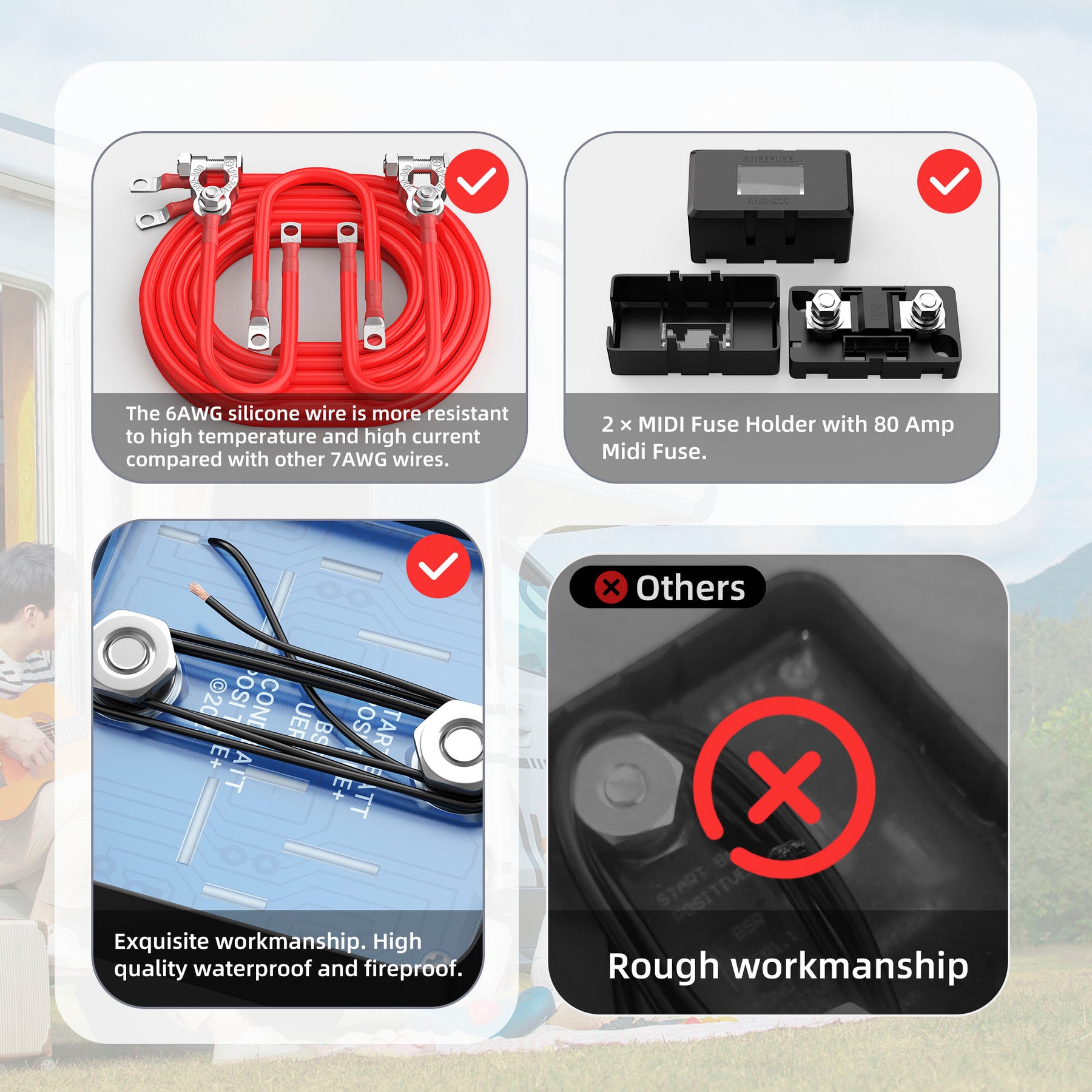 IP67 140Amp 12VDC VSR Dual Smart Battery Isolator Kit with Wiring Cabl