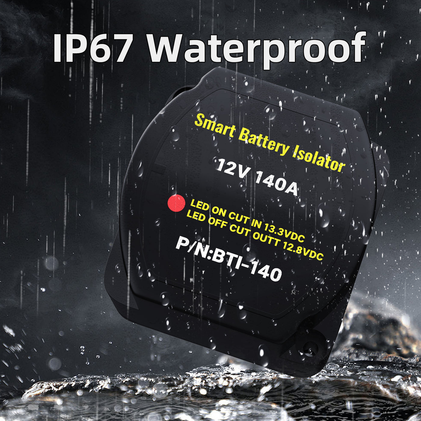 ASW-A401-Kit IP67 Waterproof 140Amp 12VDC VSR Dual Smart Battery Isolator Kit