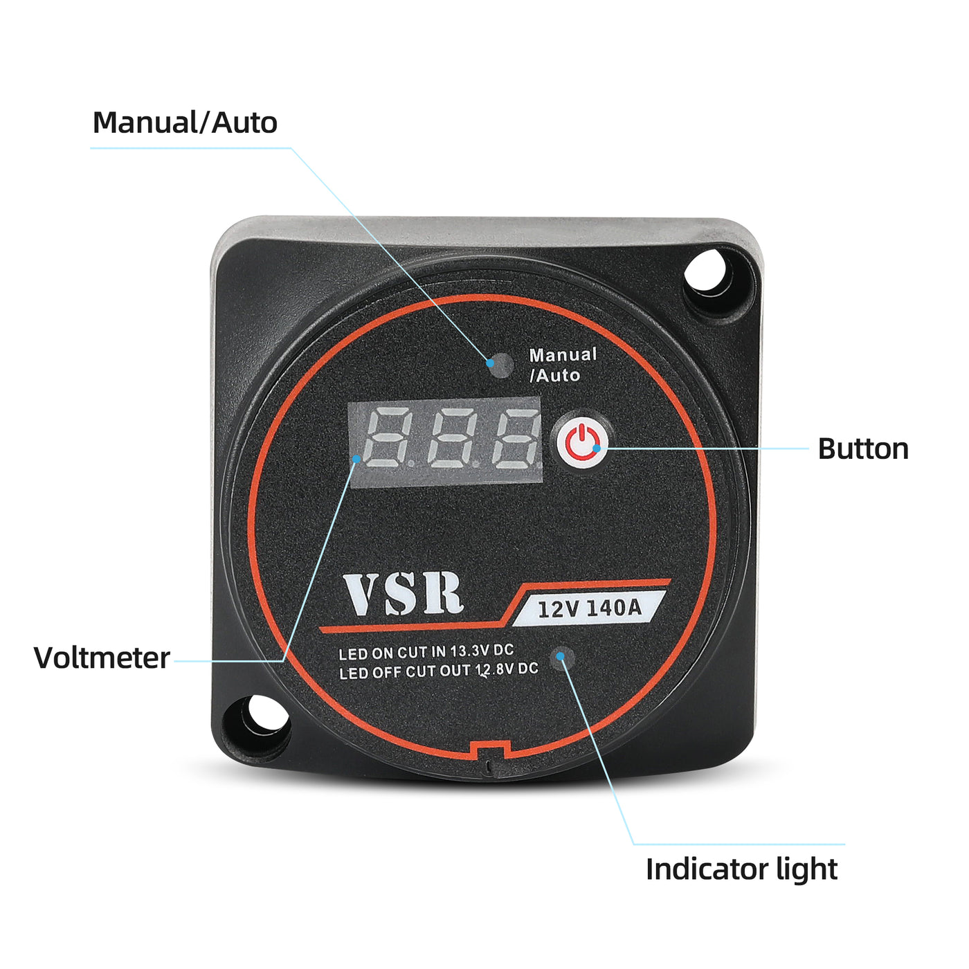 ASW-A401M-1 Manual Auto VSR Smart Dual Battery Isolator with Voltmeter