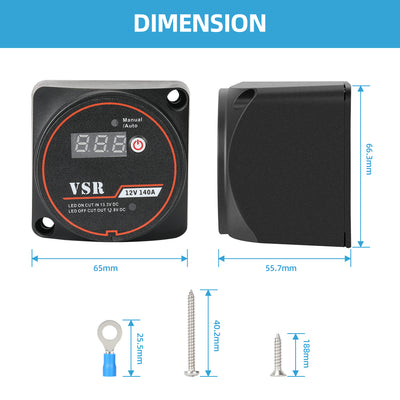 ASW-A401M-1 VSR Smart Dual Battery Isolator with Voltmeter Dimension