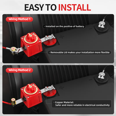 300A 12-48VDC Single Circuit ON/OFF Top Post Battery Disconnect Switch Kit