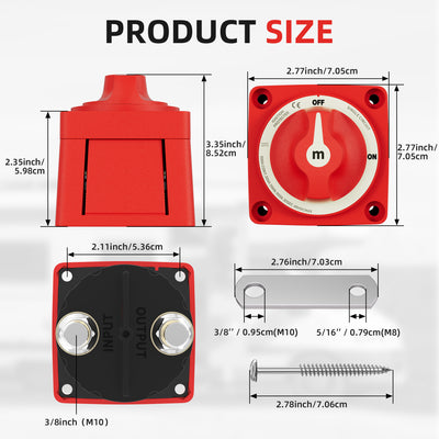 300A 12-48VDC Single Circuit ON/OFF Top Post Battery Disconnect Switch Kit