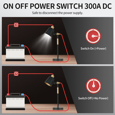 300A 2 Position Mini Single Circuit ON-OFF Battery Switch with Knob