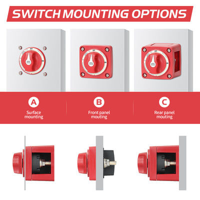 ASW-A6006 Mini ON-OFF Battery Switch Mouting Options