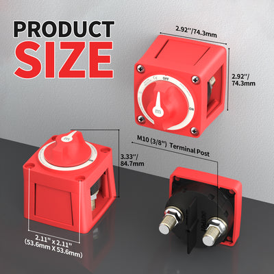 300A 2 Position Mini Single Circuit ON-OFF Battery Switch with Knob