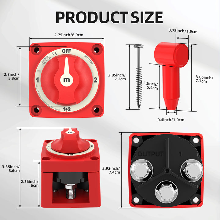 300A 12V-48V Dual Battery Selector Switch | 1-Both-2-Off