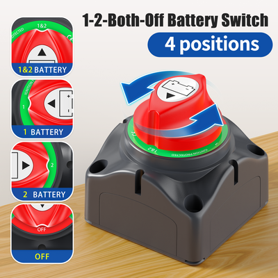 12V-48V 275A 1-2-Both-OFF Battery Power Cutoff Master Switch - DAIER