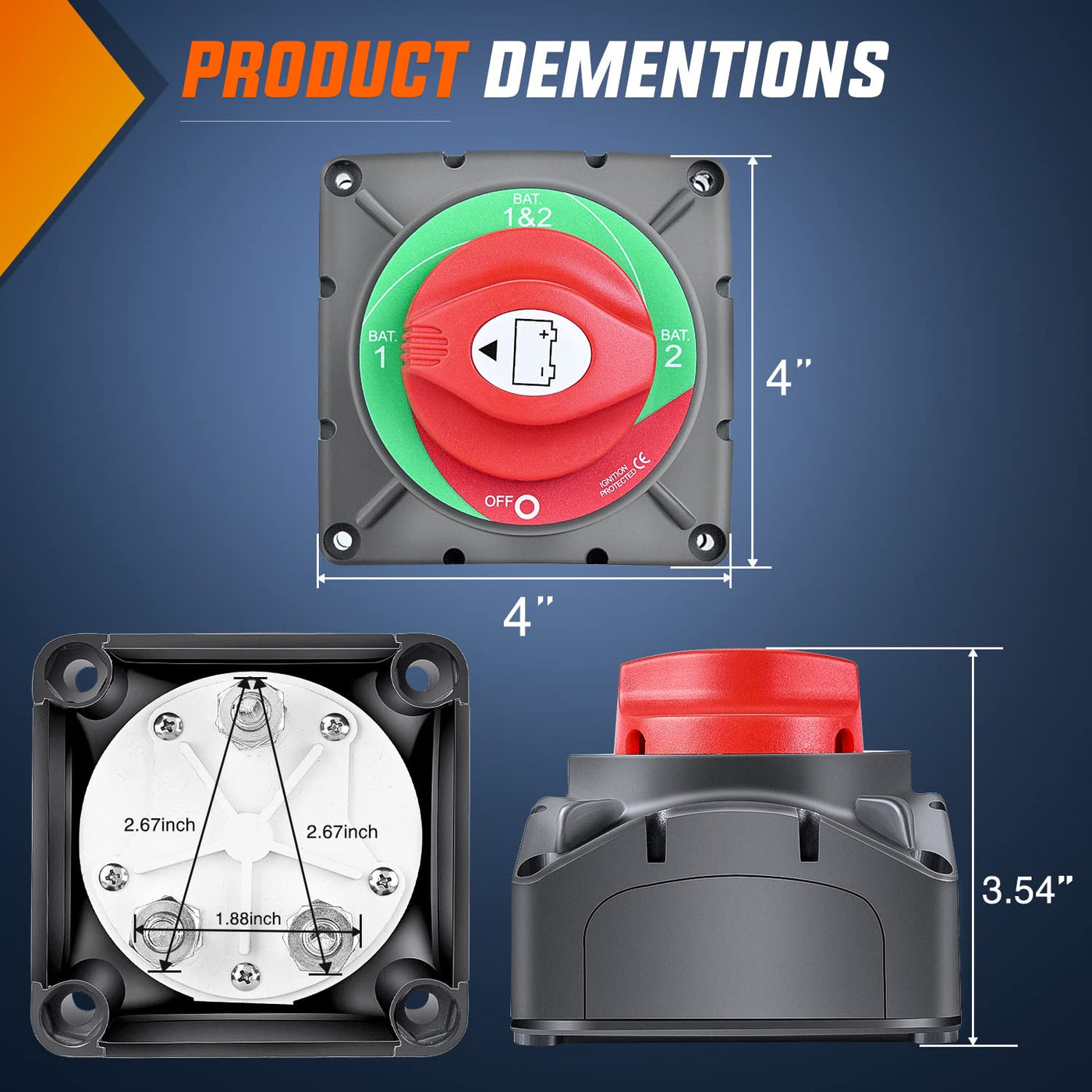 ASW-A720S Heavy Duty Battery Switch Dimension