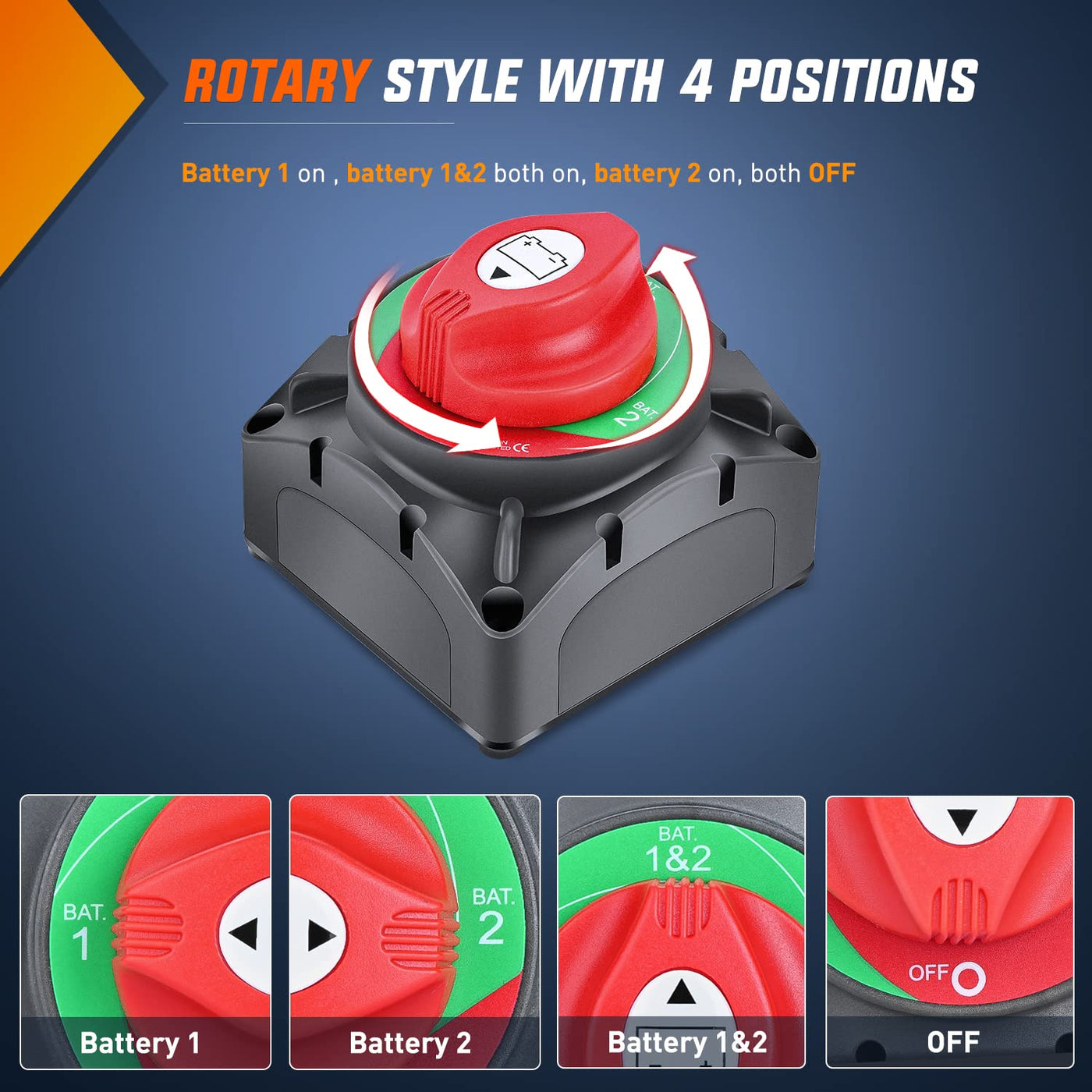 ASW-A720S Rotary Style with 4 Positions Battery Switch