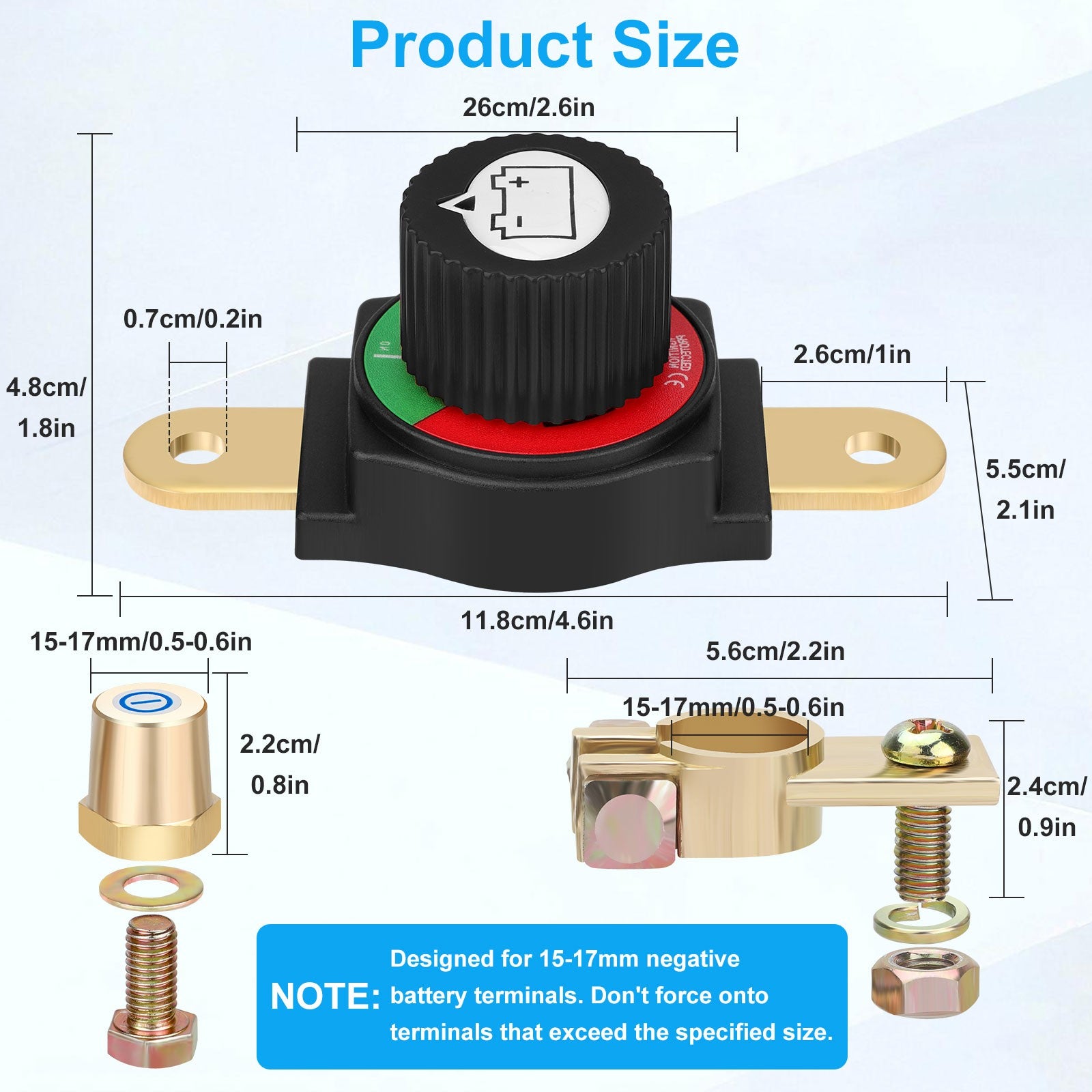 300A 12-48V DC Negative Top Post Battery Disconnect Switch Isolator wi ...