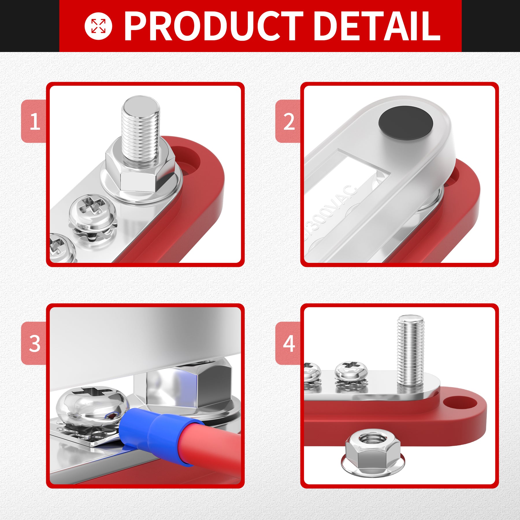 Common Busbar 12V 150A Common Busbar 2 x M6 Studs and 5 x M4 Screws with Cover – DAIER