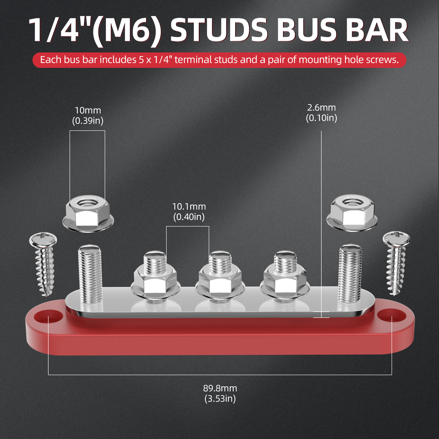 BB100-T5M6C 12V 150A Small Size Common M6 Studs Busbar