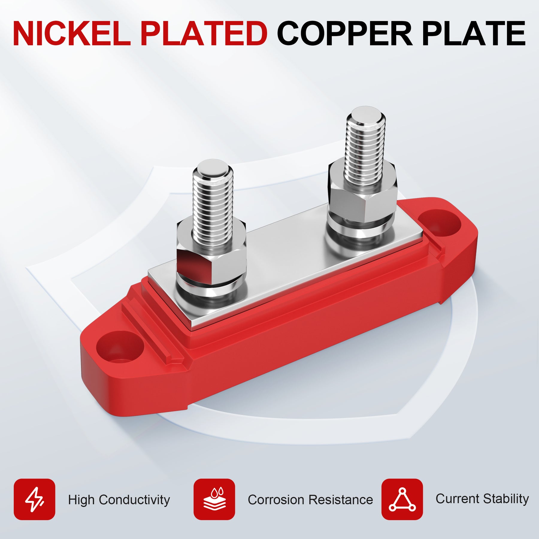 250A M8 / M10 Dual Terminal Power Junction Block | Nickel-Plated Coppe ...