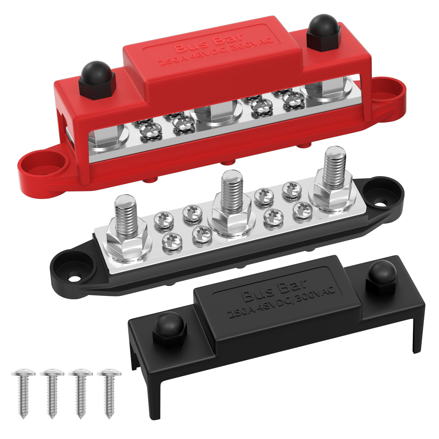 48VDC 250A Bus Bar Distribution Power with 3×M10 Studs and 8×M5 Screws