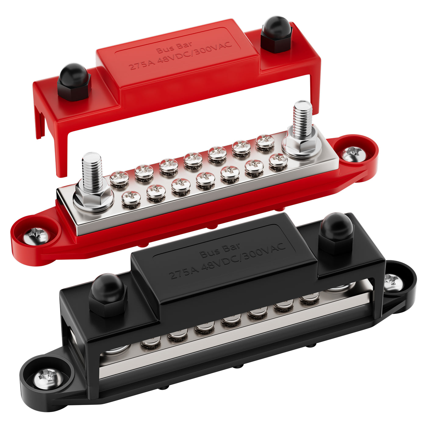 275A 48VDC Bus Bar Terminal Block with 2xM8 Stud & 14xM4 Screw Screw