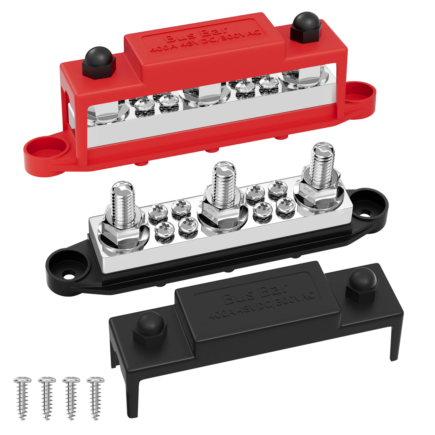 400A 12-48VDC Power Distribution Block with 3xM10 Studs & 8xM5 Screws ...