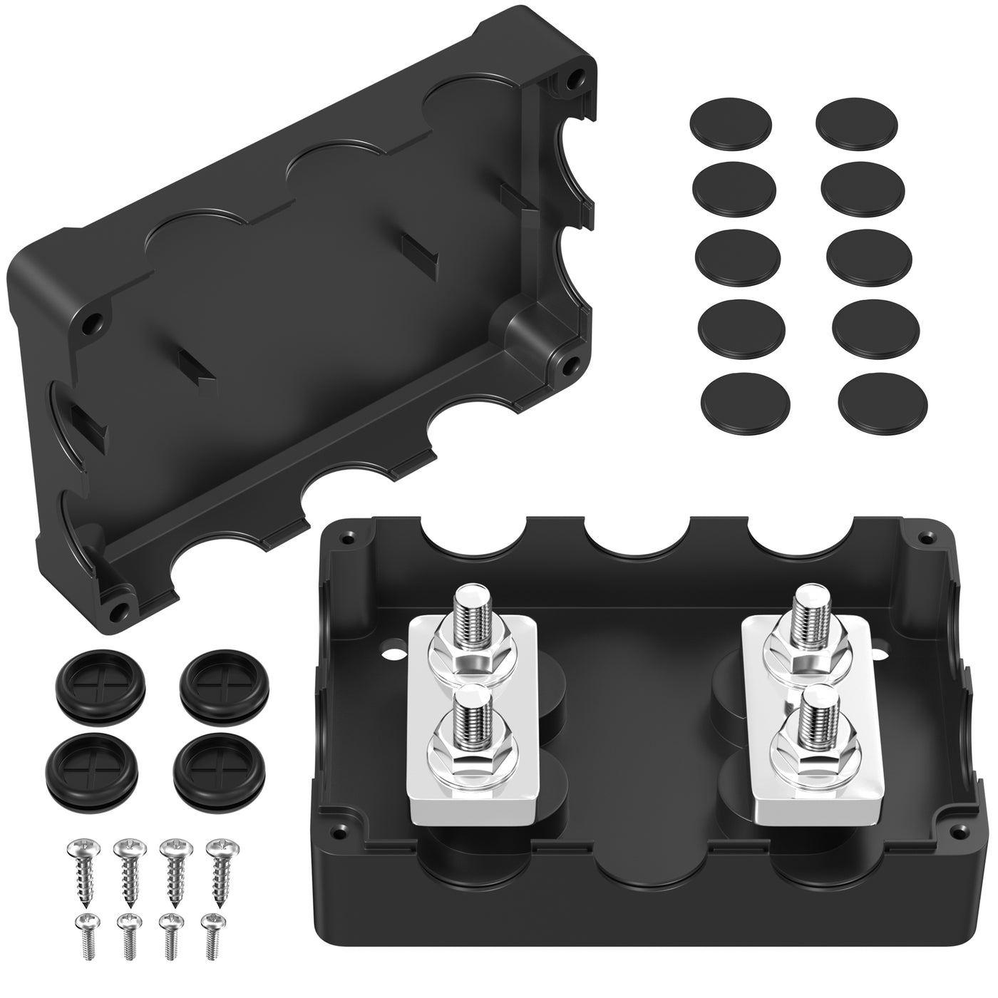 400A Dual Bus Bar Kit with Weatherproof Box Power Distribution Block with 4 x M8 Studs