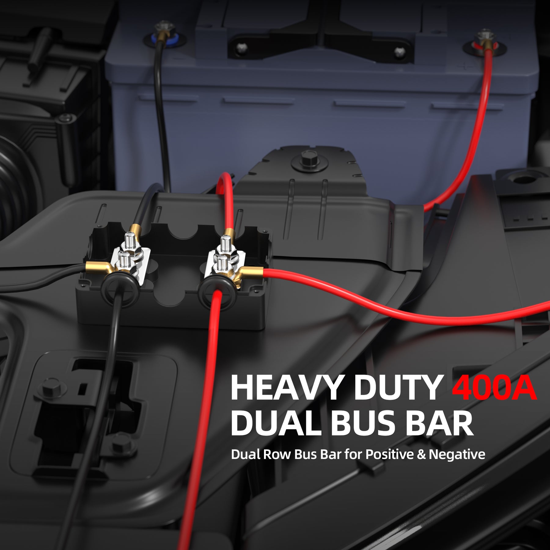 Dual Bus Rails 400A Dual Bus Bar Kit with Weatherproof Box Power Distribution Block w ...