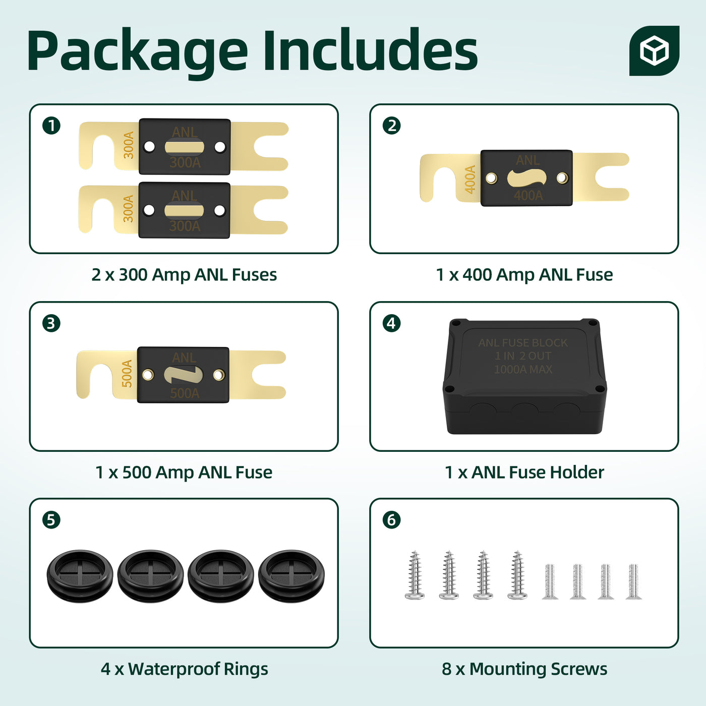 Waterproof Heavy Duty M8 Studs 1000A ANL Fuse Holder Box Kit – DAIER