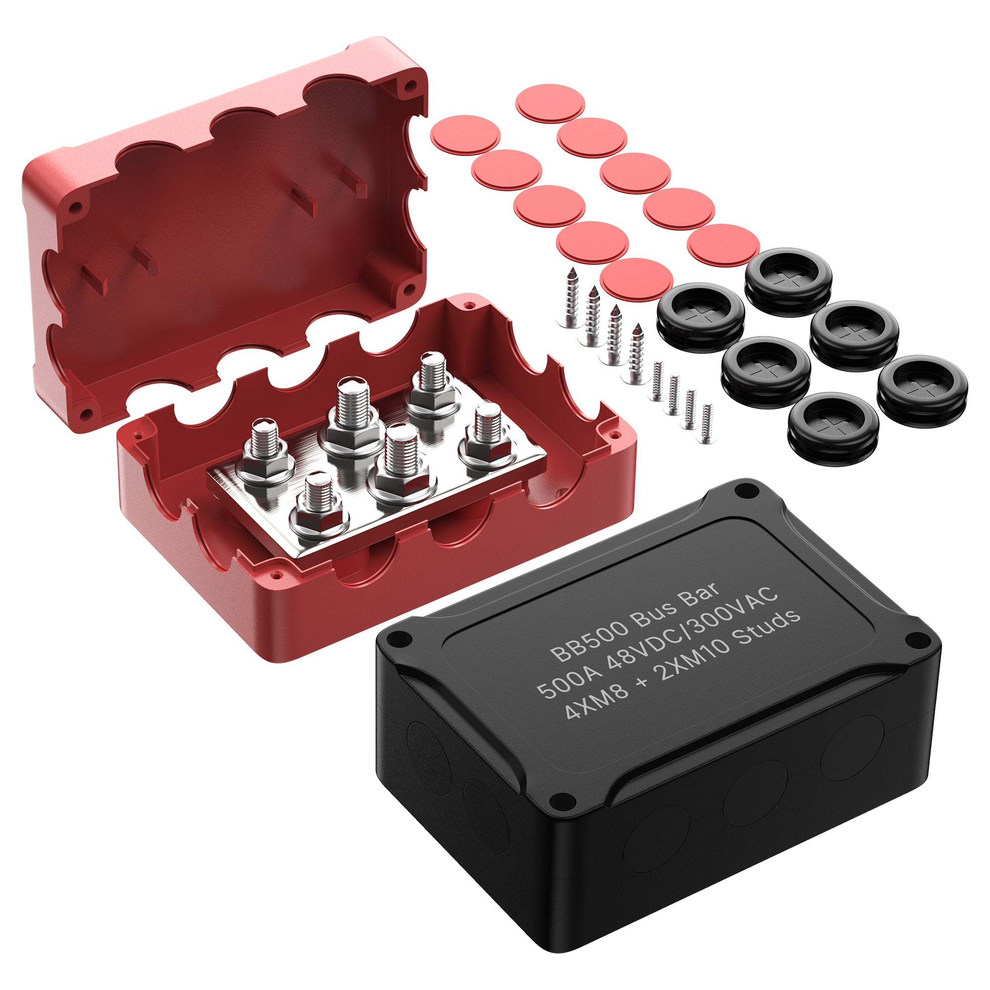 500A 2xM10 and 4xM8 Stud Busbar Distribution Block Box – DAIER