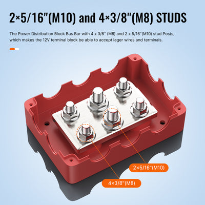 BB500-T6M8X4M10X2 Distribution Block Box with M10 and M8 Studs