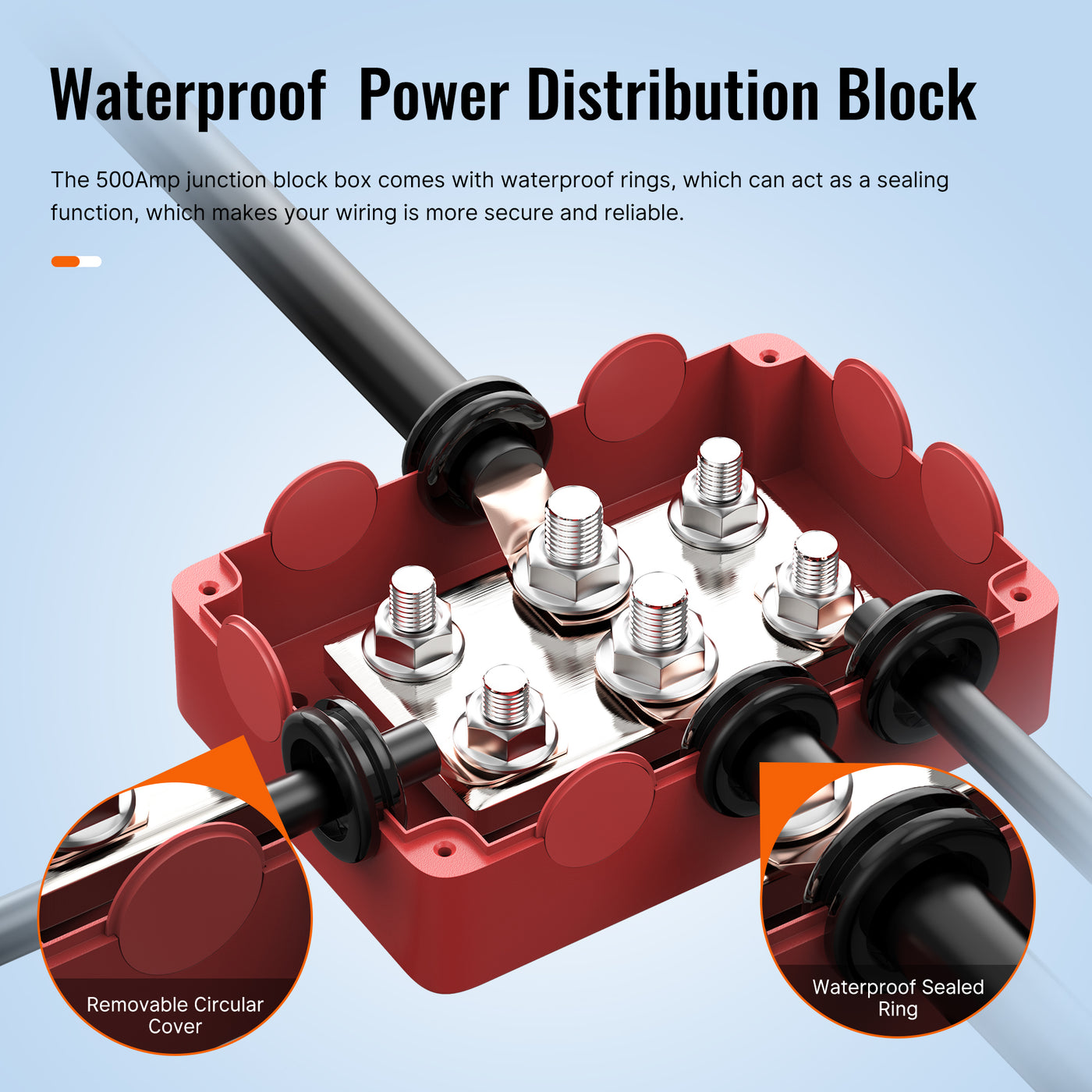 BB500-T6M8X4M10X2 Waterproof Power Distribution Block Box