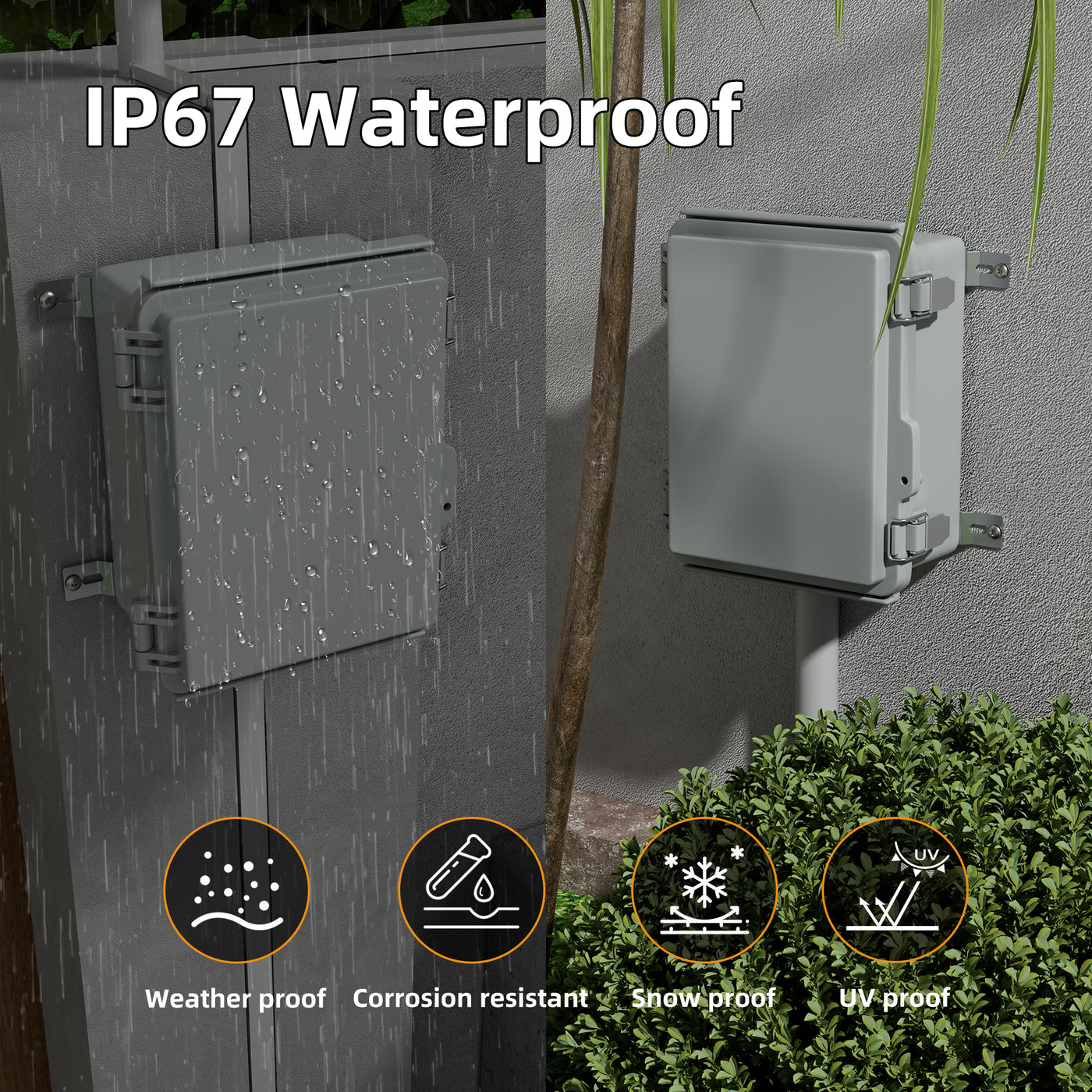 IP67 Weatherproof Plastic Outdoor Electrical Enclosure Box - 8.7"x6.7"x4.3" - DAIER