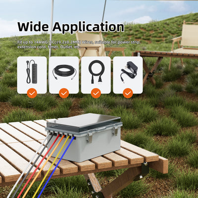 Outdoor Power Strip Cord Electronics Box for 14 AWG/3C Cable - 11"x7.5"x5.5"