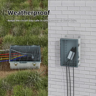 Outdoor Power Strip Cord Electronics Box for 14 AWG/3C Cable - 11"x7.5"x5.5"