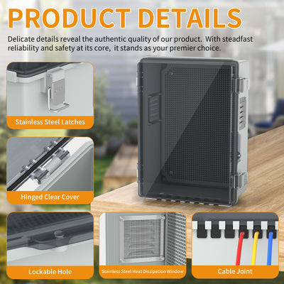 Outdoor Electrical Enclosure Kit with Ventilation and Cable Entry - 11.4"x7.5"x5.5"