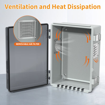Outdoor Electrical Enclosure Kit with Ventilation and Cable Entry - 11.4"x7.5"x5.5"