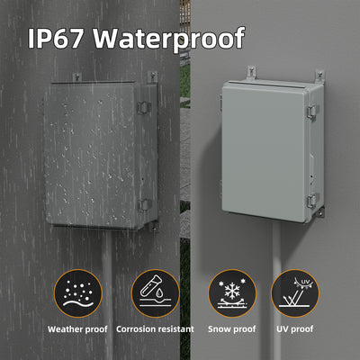 Outdoor Weatherproof IP67 ABS Plastic Electrical Box with Hinged Cover - 11.4"x7.5"x5.5" - DAIER