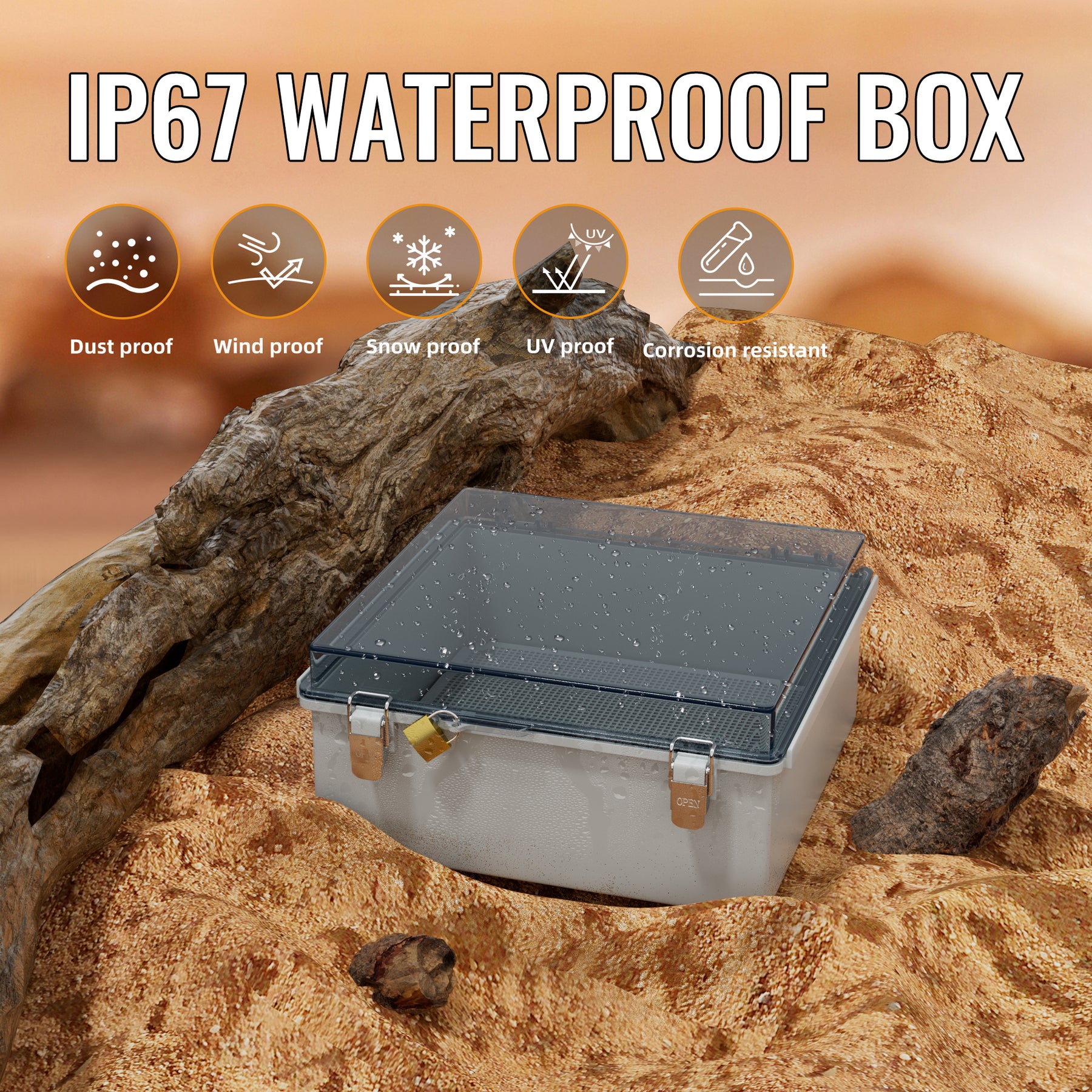 Pool Weatherproof Junction Box Outdoor Electrical Junction Box with Transparent Cover - 13.2